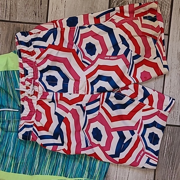 Lands End Boys Large 10/12 Colorful Swim Trunks Shorts Lot Of 3 Beach Pool Vacay - Picture 4 of 14